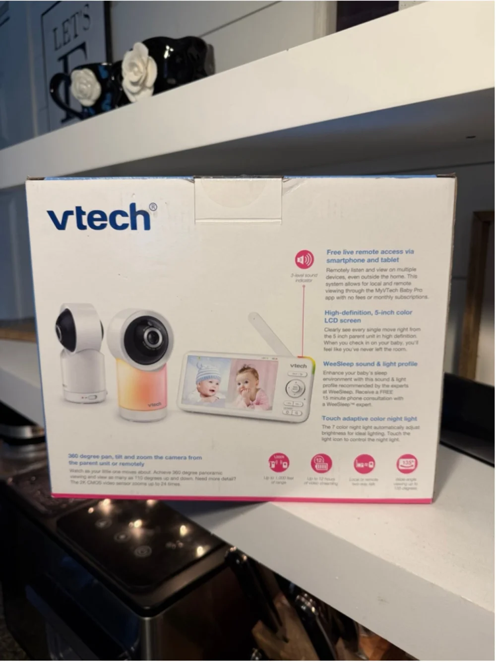VTech RM5766-2HD Smart Wi-Fi 1080p 2-Camera 360°-Pan-and-Tilt Video Baby Monitor